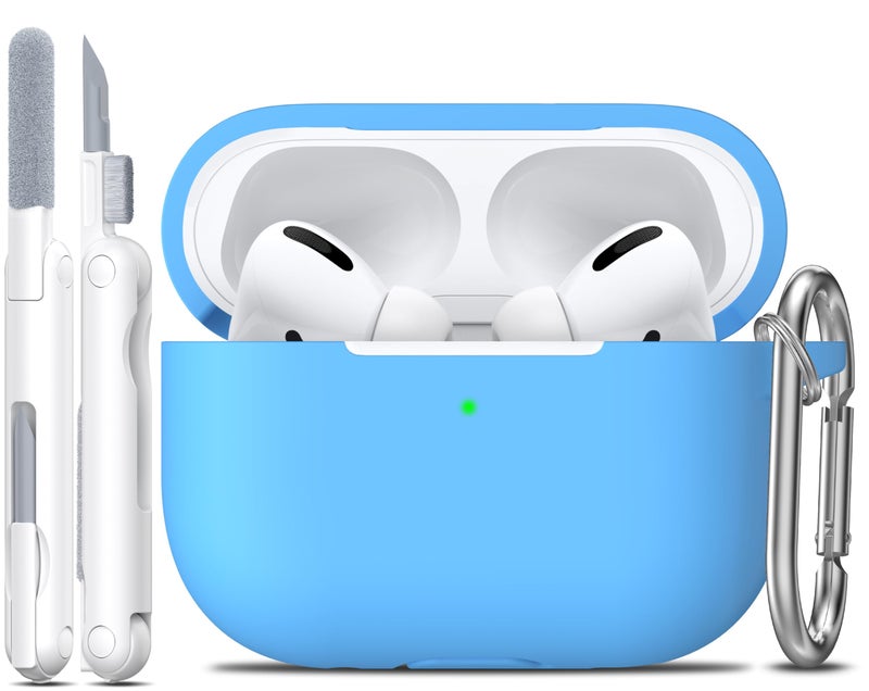 R-fun for AirPods Pro 2nd/1st Generation Case with Cleaner Kit,Soft Silicone Protective Case Cover for Apple AirPod Pro 2/1 for Women Men,AirPods Pro Case Accessories with Keychain,Light Blue - Image 1